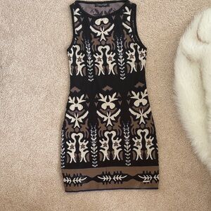 Elegant Black and Brown Patterned Dress